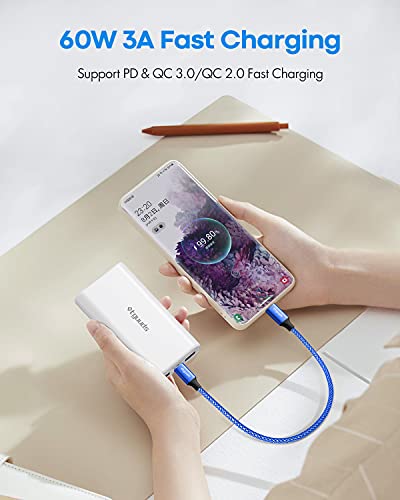 etguuds USB C to USB C Cable 0.5ft, 2-Pack 60W C to C Cable Fast Charging - color: Blue, size: 0.5ft