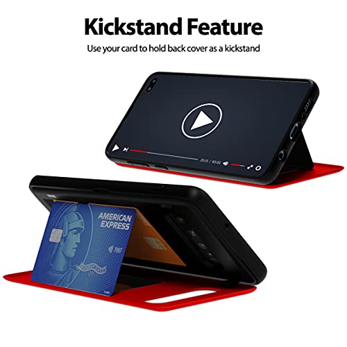 GOOSPERY Magnetic Door Bumper Compatible with Galaxy S10 Plus, Card Holder Wallet Case Easy Magnet Auto Closing Protective Dual Layer Sturdy Phone Back Cover -Red - color: Red, size: Galaxy S10 Plus