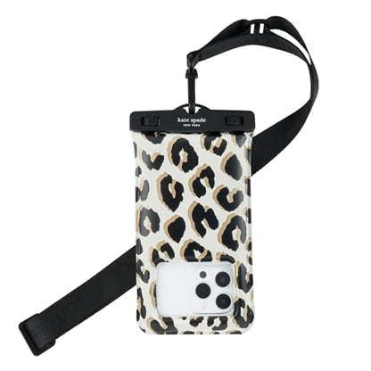 kate spade new york IP68 Floating Waterproof Phone Pouch - City Leopard | Stylish Touchscreen Floating Waterproof Phone Case w/Crossbody Lanyard - Fits All Phones -Beach Cruise Ship Travel Essentials - color: City Leopard