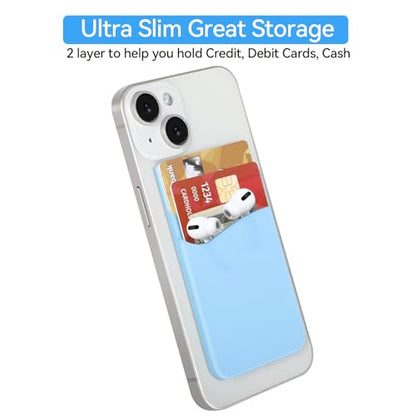 SS Phone Wallet, Phone Card holder for Phone Case Credit Card Holder Stick on, Navy Pastel Blue - color: Navy+ Paste+l Blue