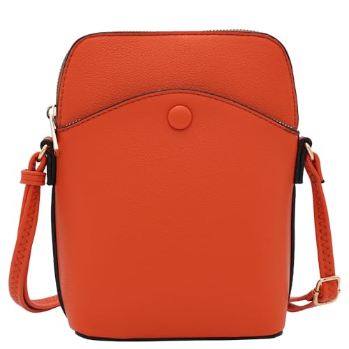 Small Crossbody Bag with Gold Hardware, Mini Shoulder Purse with Adjustable Strap - color: Burnt Orange