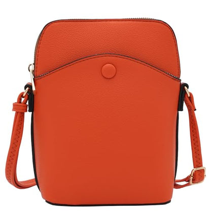 Small Crossbody Bag with Gold Hardware, Mini Shoulder Purse with Adjustable Strap - color: Burnt Orange