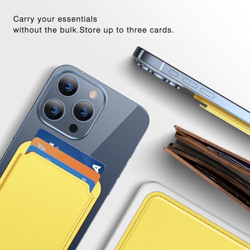 Miracase Magnetic Wallet, Compatible with MagSafe Wallet, 3-Card Holder, for iPhone 15/14/13/12 Series，Lemon - color: C-Lemon, style: Basic Wallet
