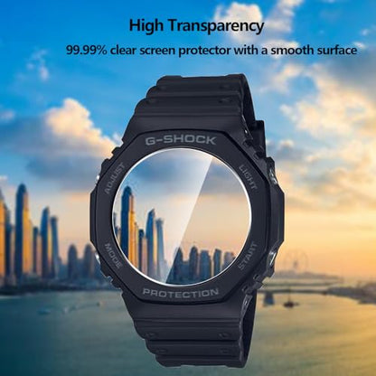 5 Pack Tempered Glass for Casio G-shock GA-B2100/G-shock GA-2100 Screen Protector,9H Hardness,Ultra Resistant,Anti-Fingerprints,No Bubbles,HD-Clear,Full Coverage Watch Film - color: Casio G-shock GA-B2100/G-shock GA-2100-1
