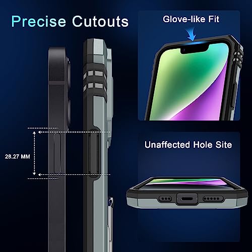 DEERLAMN Case for iPhone 13/iPhone 14 6.1-Inch with Slide Camera Cover+Screen Protector(2 Packs),Rotated Ring Kickstand Military Grade Shockproof Protective Cover-Grey - color: Grey