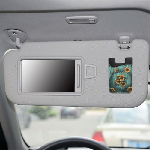 Sunflower Teal Board Wallet Phone Card Holder Wood Pattern Flower Phone Adhesive Card Holder PU Leather Slim Card Holder for Phone Wallet Stick on - color: Sunflower