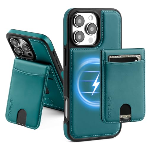 Shieldtop Compatible with MagSafe iPhone 16 Pro Wallet Case,Blue Green | 2 in 1 Detachable Magnetic,Credit Card Holder Slots,RFID Blocking,PU Leather,Kickstand,Flip Folio Phone Cover for Men & Women - color: Blue Green, size: iPhone 16 Pro 6.3"