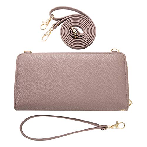 K . A Womens Wristlet Wallet Crossbody Bag Cellphone Purse Handbag RFID Card Slots 2 Strap Wrist - color: Dark Purple