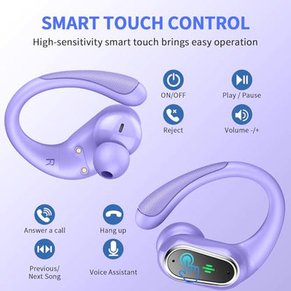 Wireless Earbuds, 2026 Bluetooth 5.4 Headphones, ENC Noise Canceling Mic - color: comb purple