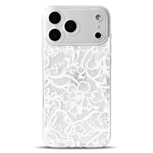 NITITOP Compatible for iPhone 17 Pro Max Case Flower - White | Cute, Clear, Stylish, Lace vines floral design, For Women Girls, silm, Soft TPU, Shockproof, Waterproof - color: White, size: iPhone 17 Pro Max