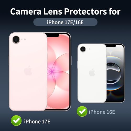 4-Pack Camera Lens Protector for iPhone 17e/16e, 9H Tempered Glass Camera Cover Screen Protector Accessories, HD Clarity, Anti-scratch, Case Friendly, Shockproof Full Protective - size: 17e/16e Lens