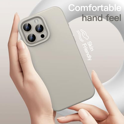 JETech Silicone Case for iPhone 16 Pro Max, Natural Titanium | Silky Soft Touch, Shockproof Protection, Scratch Resistant, Microfiber Lining - color: Natural Titanium, size: iPhone 16 Pro Max