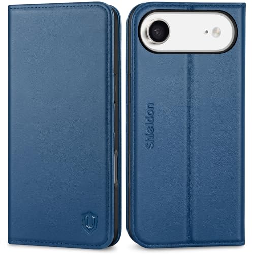 SHIELDON Real Leather Case Wallet for iPhone Air 6.5" 2025, Royal Blue | Flip Magnetic Cover, RFID Blocking, Credit Card Holder, Kickstand, Book Design, Shockproof Phone Shell - color: Royal Blue