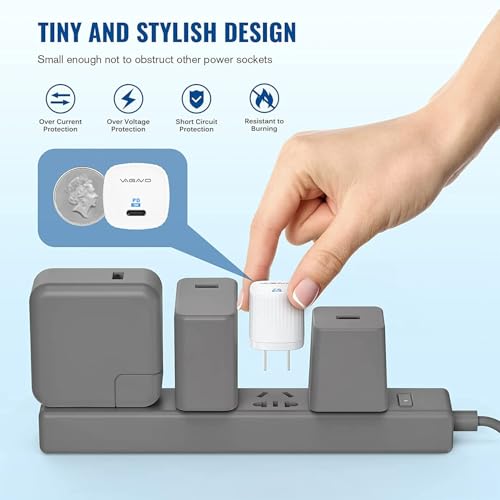 3Pack USB C Block for iPhone 17 Charging, 20W Mini USB C Wall Charger Block - color: ivory white