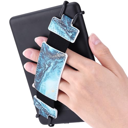 Secure Hand Strap for Kindle and Tablet - High Elasticity Finger Grip Holder Accessories for 6-8 Inches E-Book Tablet. - color: Blue Ocean