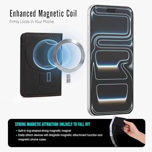 For MagSafe Wallet,Magnetic Card Holder RFID Blocking Wallet with 5 Card Slots & Cash Pocket For iPhone 17/16/ 15/14/ 13/12/ Pro/Max/Plus/Air Black - color: Black