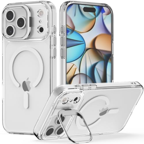 Nvollnoe for iPhone 17 Pro Max Case Compatible with MagSafe Military Grade Shockproof Heavy Duty Protective Adjustable Kickstand Matte Semi Clear Phone Case for iPhone 17 Pro Max(Clear) - color: Clear, size: For Iphone 17 Pro Max-6.9"(3 Lens)