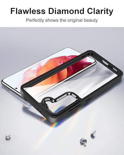 HOOMIL Case for Samsung Galaxy S21 (ONLY, Not Fit Plus, FE, Ultra), Non-Yellowing, Drop Protection, Anti-Scratch Transparent Hard Back Phone Cover - Black Clear - color: Black Clear, size: Samsung Galaxy S21