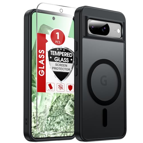 LeYi for Pixel-8 Case [MagSafe Fit] Full Body Protection Translucent, Black | Compatible for Google Pixel 8 Case with Screen Protector, Frosted Translucent Soft-Touch Skin Funda para Pixel 8 - color: Black, size: Pixel 8 (6.2 Inch)