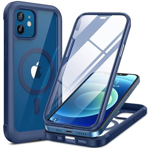 Miracase Magnetic for iPhone 12 mini Case, [360 Full-Body Protection & Complete Camera Guard], Drop & Scratch-Resistant, Shockproof, Stylish Clear iPhone Case, iPhone 12 mini Cover, Blue - color: Magnetic Blue, size: iPhone 12 Mini