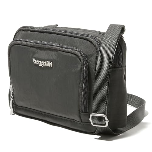 Baggallini Triple Zip with Front Wallet/Trifecta RFID Wallet Crossbody - color: Charcoal