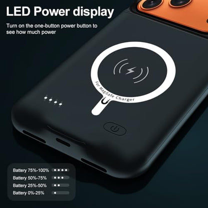 Battery Case for iPhone 17 Pro Max, 12000mAh High-Capacity Protective Rechargeable Extended Charger Case Compatible Magsafe with iPhone 17 Pro Max (6.9 inch) Wireless Charging Cover & Carplay (Black) - size: iPhone 17 Pro Max