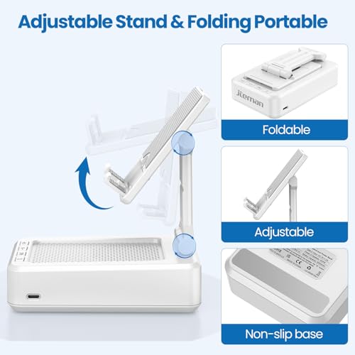 JTEMAN Cell Phone Stand with Bluetooth Speaker,Gifts for Men Tech Gadgets - color: White