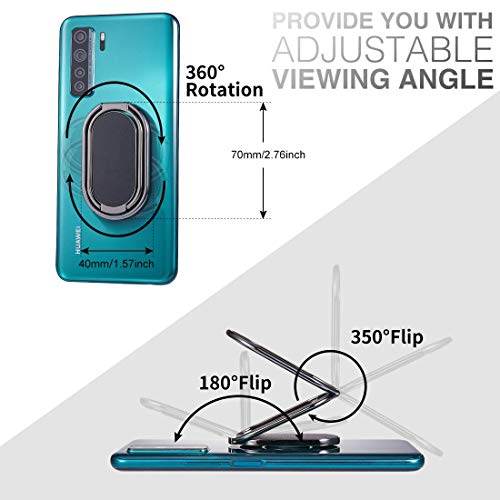 Foldable Phone Ring Holder, 360° Rotating Metal Grip Kickstand - color: Gun Black, size: Oval black