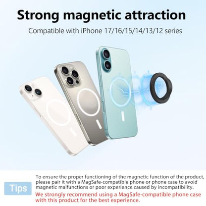 Magnetic Silicone Ring Grip Phone Holder, Rotating Finger Loop Ring Grip Holder, Soft and Portable, Strong Magnetic Attraction, Compatible with Magsafe Phone Case (Dark Blue) - color: Dark Blue