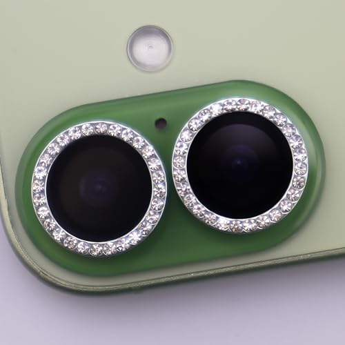 BONVAN for iPhone 17 Camera Lens Protector Bling Glitter Diamond Metal Crystal Tempered Glass Screen Accessories Rhinestones Lens Cover (Light Green) - color: Light Green