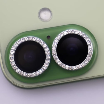 BONVAN for iPhone 17 Camera Lens Protector Bling Glitter Diamond Metal Crystal Tempered Glass Screen Accessories Rhinestones Lens Cover (Light Green) - color: Light Green