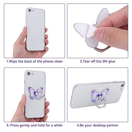 Cobee 3 Pcs Butterfly Cell Phone Ring Stand Holder, Cute Butterfly Painted