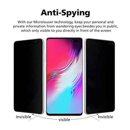 [2 Pack Privacy Screen Protector for Galaxy S10 5G, Full Glue Anti-Spy PET EPU Hybrid Screen Protector, Fingerprint Compatible, Self-Healing, Easy Installation with Alignment Tool - size: Galaxy S10 5G