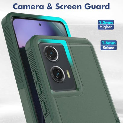 for Moto G Stylus 5G 2024 Case: Dual Layer Protective Heavy Duty Cell Phone Cover Shockproof Rugged with HD Screen Protector - Military Protection Bumper Tough - Motorola G Stylus 5G 2024, Dark Green - color: Dark Green (PC) + Dark Green (TPU)