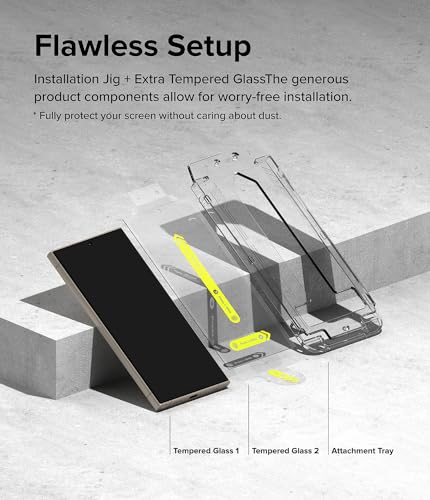 Ringke for Samsung Galaxy S24 Ultra Screen Protector [Easy Slide, 2 Pack] | Easy Installation with Alignment Tool, Case Friendly Premium 9H Hardness Tempered Glass - size: Galaxy S24 Ultra