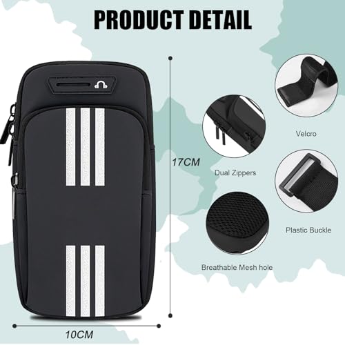 Phone Holder for Running Armband Cell Phone Holder iPhone 17 16 15 14 13 12 11 Pro Max Xs 16e Xr X Plus Galaxy Ultra Note Carrier Bag,Gym Workout Exercise Sports Arm Bands Sleeve Pouch Black - color: 04-Black