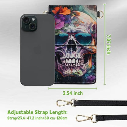 Small Crossbody Bags with Adjustable Shoulder Strap - color: Glasses Sugar Skull
