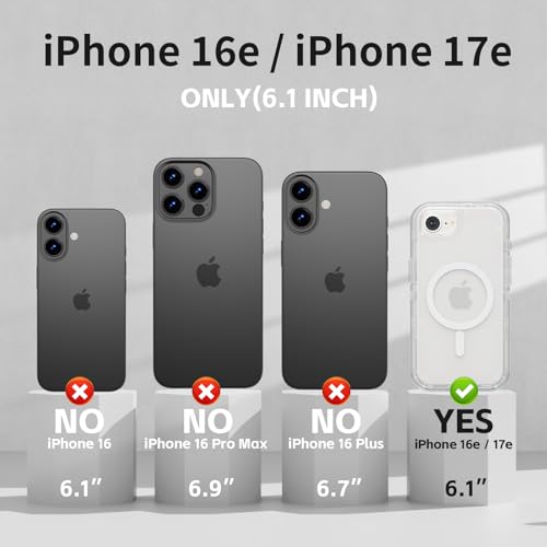 Follaroma Magnetic for iPhone 16e & iPhone 17e Case, Heavy Duty Cases,Clear | Compatible with MagSafe, Heavy Duty Shock proof Protection, Military-Grade Anti-Drop, Dual Layer Transparent Protective Cover - color: Clear, size: iPhone 16e/iPhone 17e 6.1''