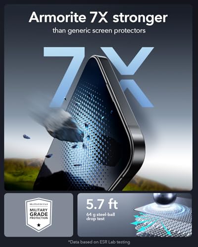 ESR 3 Pack for iPhone 14 Pro Max Screen Protector, Armorite | 7X Impact Absorption, 9H+ Tempered Glass, Easy One-Pull Installation, Full-Coverage Protection, UltraFit Tray, Bubble-Free - size: iPhone 14 Pro Max 6.7 inch