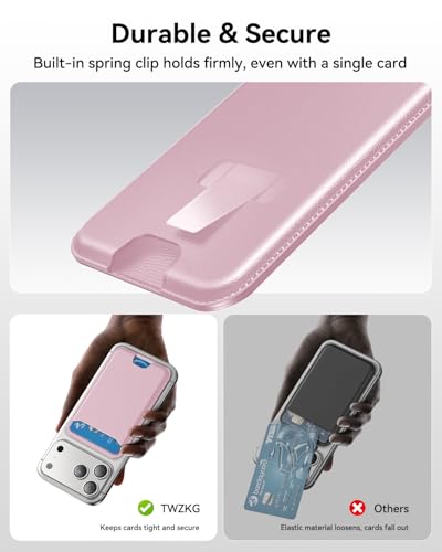 TWZKG for MagSafe Wallet, 3 Cards Holder, Slim Magnetic Phone Wallet for iPhone 17/16/15/14/13/12 Pro Max Plus Air Series,RFID Blocking Vegan Leather,Pink - color: Pink
