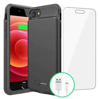 BOPPS Battery Case for iPhone 8/7/6s/6/SE(2022/2020), Ultra Slim Powerful 6000mAh Charging Case 360°Protection Rechargeable Extended Battery Charger Cases for iPhone 8/7/6s/6/SE(3rd and 2nd gen)