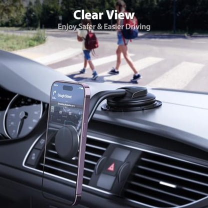 DOLYOFG Magnetic Phone Holder for Car, [ Powerful Magnets & Military-Grade Suction] Car Phone Holder Mount Dashboard Windshield Cell Phone Holder Phone Stand for Car iPhone Android Automobile Cradle - color: Black