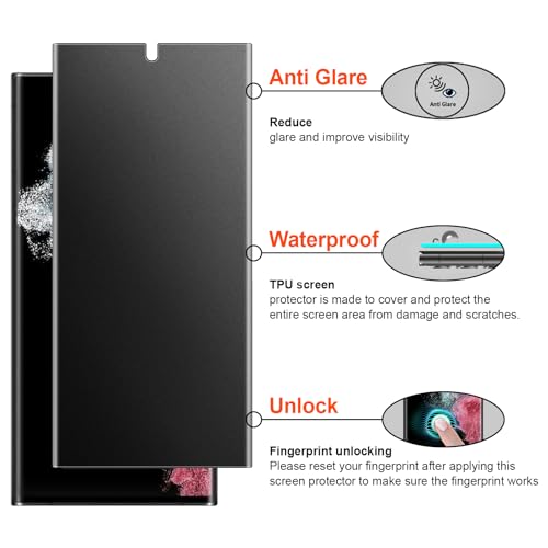 2 Pack 4 Way 360 ° Matte Privacy Screen Protector for Samsung Galaxy S22 Ultra 6.8 Inch[Not Glass], Anti-Scratch, Anti-Glare, Support fingerprint - size: Samsung Galaxy S22 Ultra