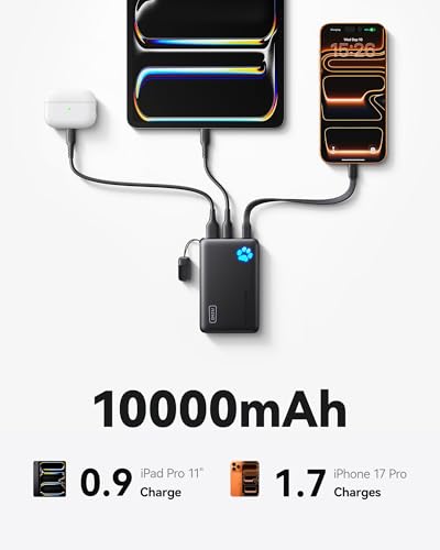 INIU 10000mAh 45W Fast Charging Portable Charger, Smaller Travel Power Bank - color: Black