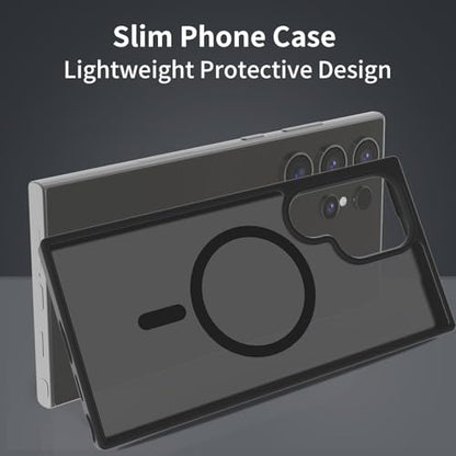 for Samsung Galaxy S24 Ultra Case Magnetic, [Compatible with Magsafe] 6.8 Inches Slim Fit Heavy Duty Protection Wireless Charging TPU and PC Shockproof Anti-Slip Protective Phone Cover, Black - color: Black Magnetic