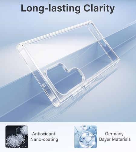 Vakaa Clear Case for Samsung Galaxy S23 Ultra 5G, Anti-Yellowing | Hard Back with Military-Grade Drop Protection, Wireless Charging Compatible - color: Transparent, size: S23 Ultra