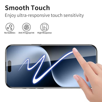Screen Protector for iPhone 17 Pro, 3 Pack Tempered Glass Film with 3 Pack Camera Lens Protector, 9H Hardness, HD Clear, Scratch Resistant, Case Friendly, Easy Install - size: iPhone 17 Pro