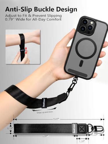 Cell Phone Lanyard Crossbody Built 3 Hooks & Anti-Slip Wrist Strap - color: Black, size: Small: Width 0.79''/Length 35.54'' – 69.93''