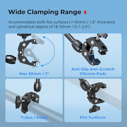 SMALLRIG Desktop Magic Arm Support with Super Clamp Kit, Phone Mount Clamp - style: Gear & Ball Joints