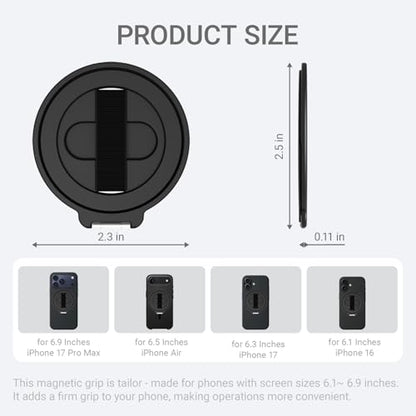 Grat 4 for Magsafe Magnetic Phone Grip Stand, Black - color: Black